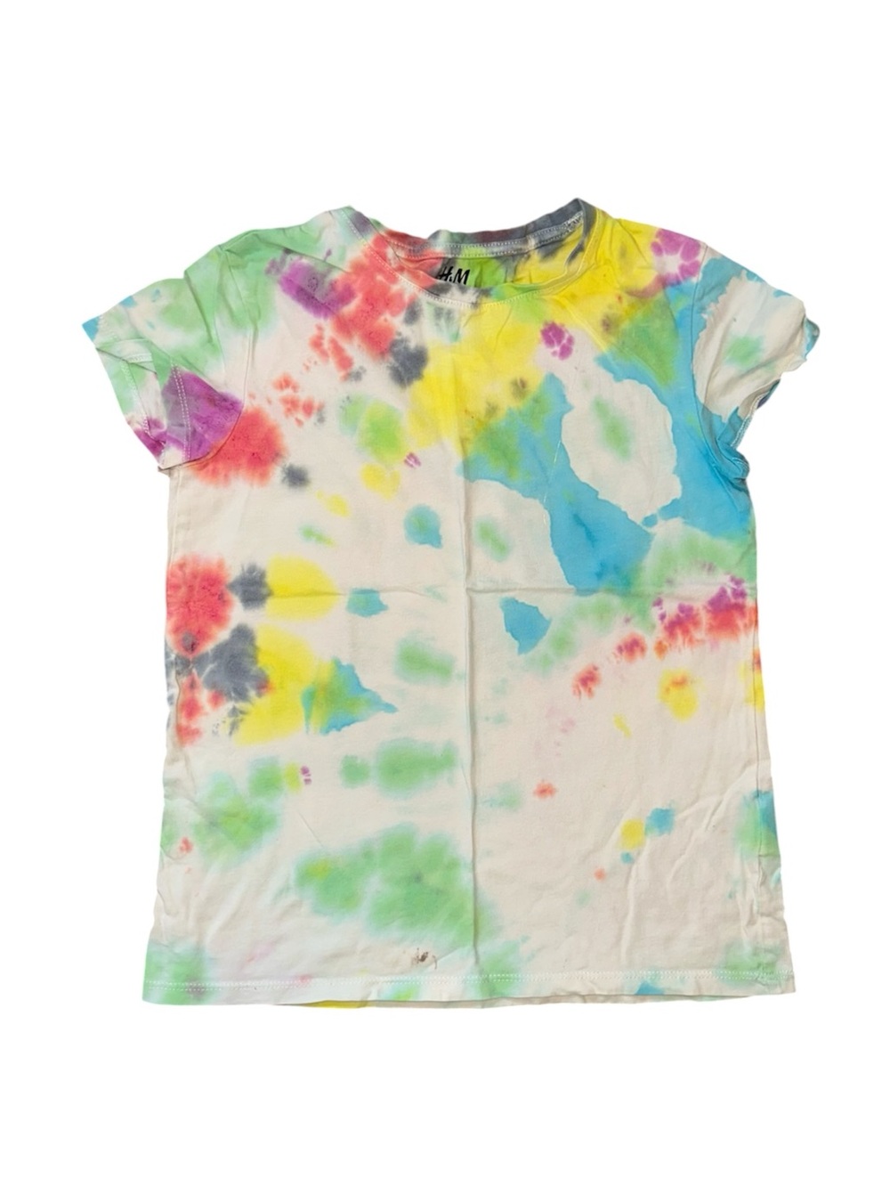 H&M Kids Tie-Dye Short Sleeve Tee - White, Blue, Yellow, Green, Pink, Purple
